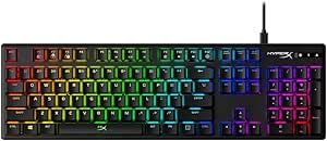 HyperX HX-KB6RDX-US Alloy Origins RGB Mechanical Gaming Keyboard (Red Switch)- US Layout, Full Size (104 Keys), Black