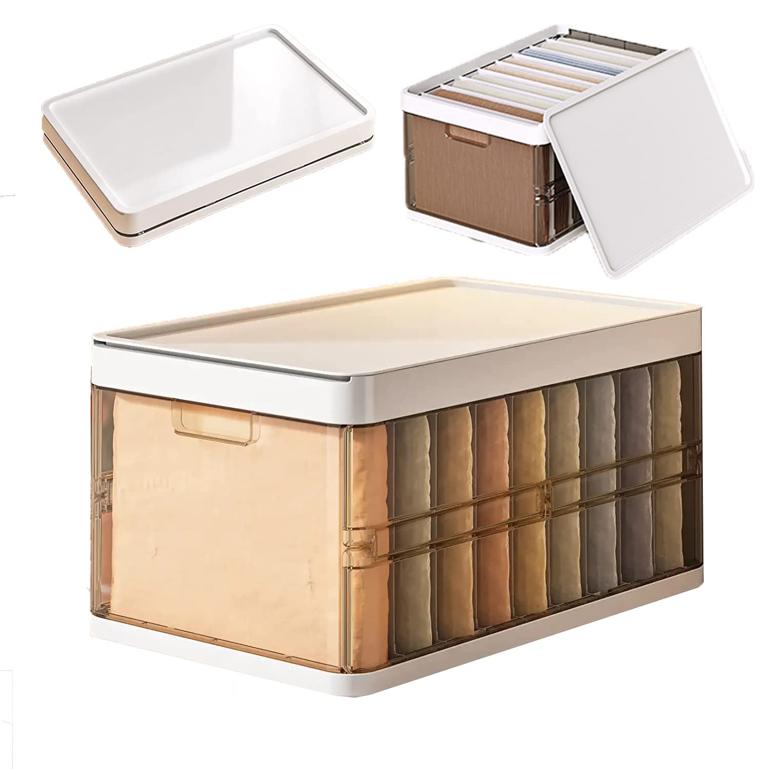 Organizer per Vestiti Impilabile per Guardaroba, Scomparto per Jeans Scatola di Plastica con Divisori Rimovibili Coperchio, Armadio per Vestiti per Giocattoli, Snack (9 Griglie)