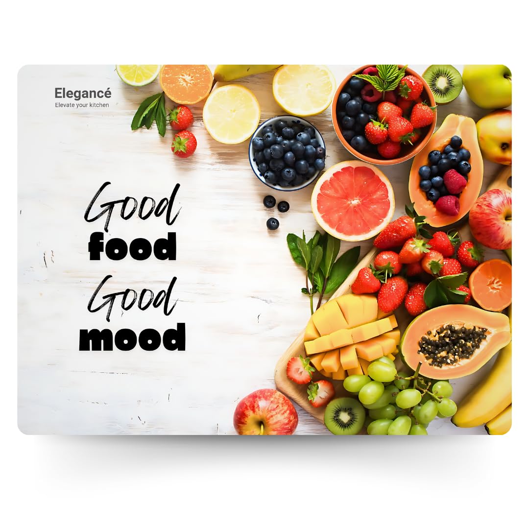 Elegancé CrystalChop | 40cm x 30cm | Toughened Tempered Glass Chopping Board | Designer Printed Cutting Board for Vegetable, Fruit, Meat, Serving Tray (WH1) (B0DCNYXX9L) Amazon Price History, Amazon Price Tracker