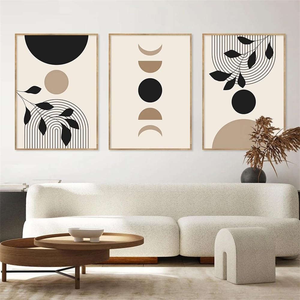 WUHBCZ Wall Posters-Abstract Geometric Green Plants Leaves Line Poster Canvas Painting Wall Art Mural Print Picture Bedroom Living Room Office Interior Home Decor-40 * 60cm/3PCS (No Frame)