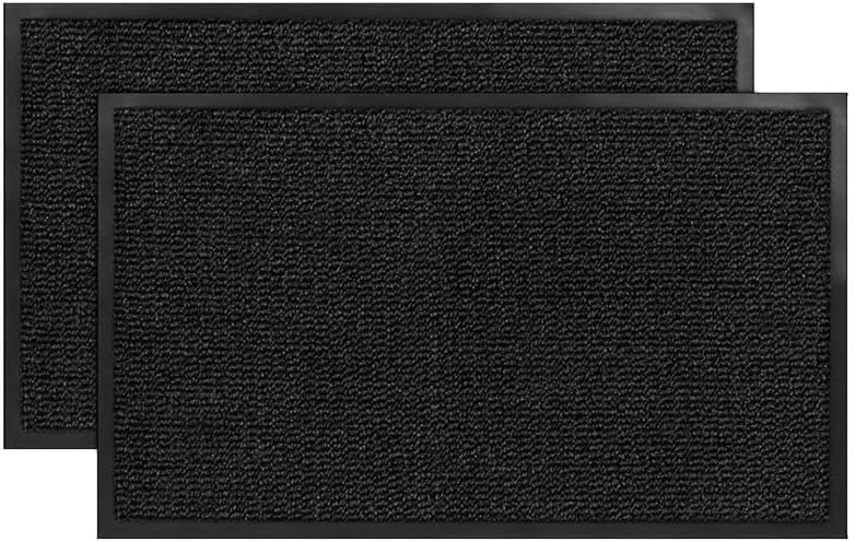 SG Traders Pack of 2 Washable Door Mats - Non-Slip Rubber Backed Doormats Indoor & Outdoor - Highly Absorbent Floor Mat, Kitchen Mat Perfect Dust Grabbing Doormat Dirt Trapper (50x100cm - Anthracite)