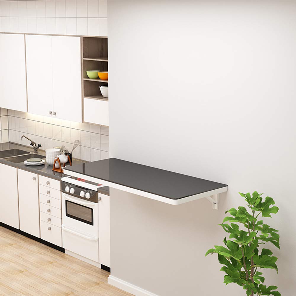 ZKX Wall table/folding Kitchen Dining Table, tempered glass, household storage rack, garage/balcony/laundry