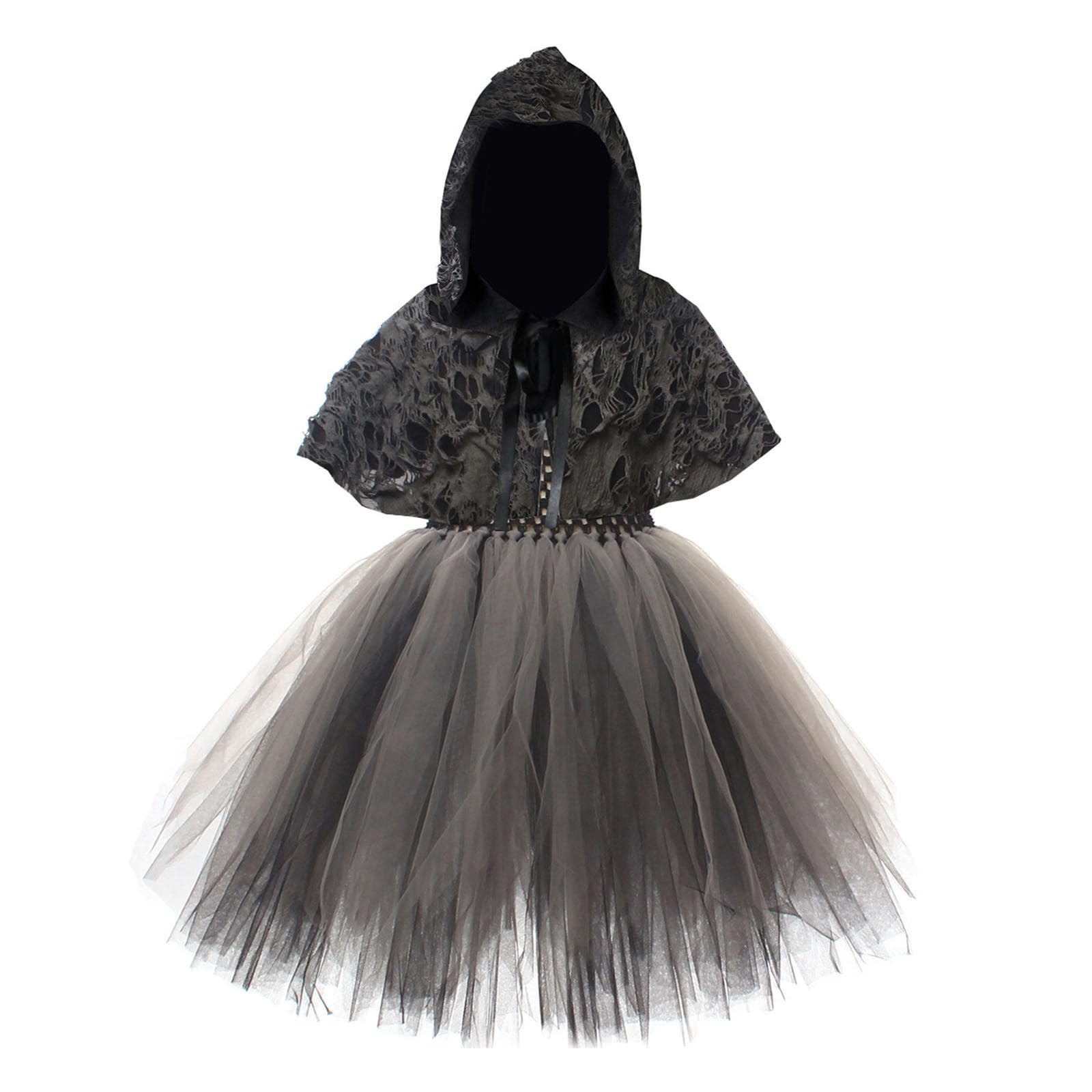 Generico Costume Morte Bambina, Costume Halloween Bambina | Abito Nero con Cappuccio, Catena & Falce Giocattolo, Bordi Strappati, Perfetto per Halloween, Ideale per il Gioco di Ruolo e13