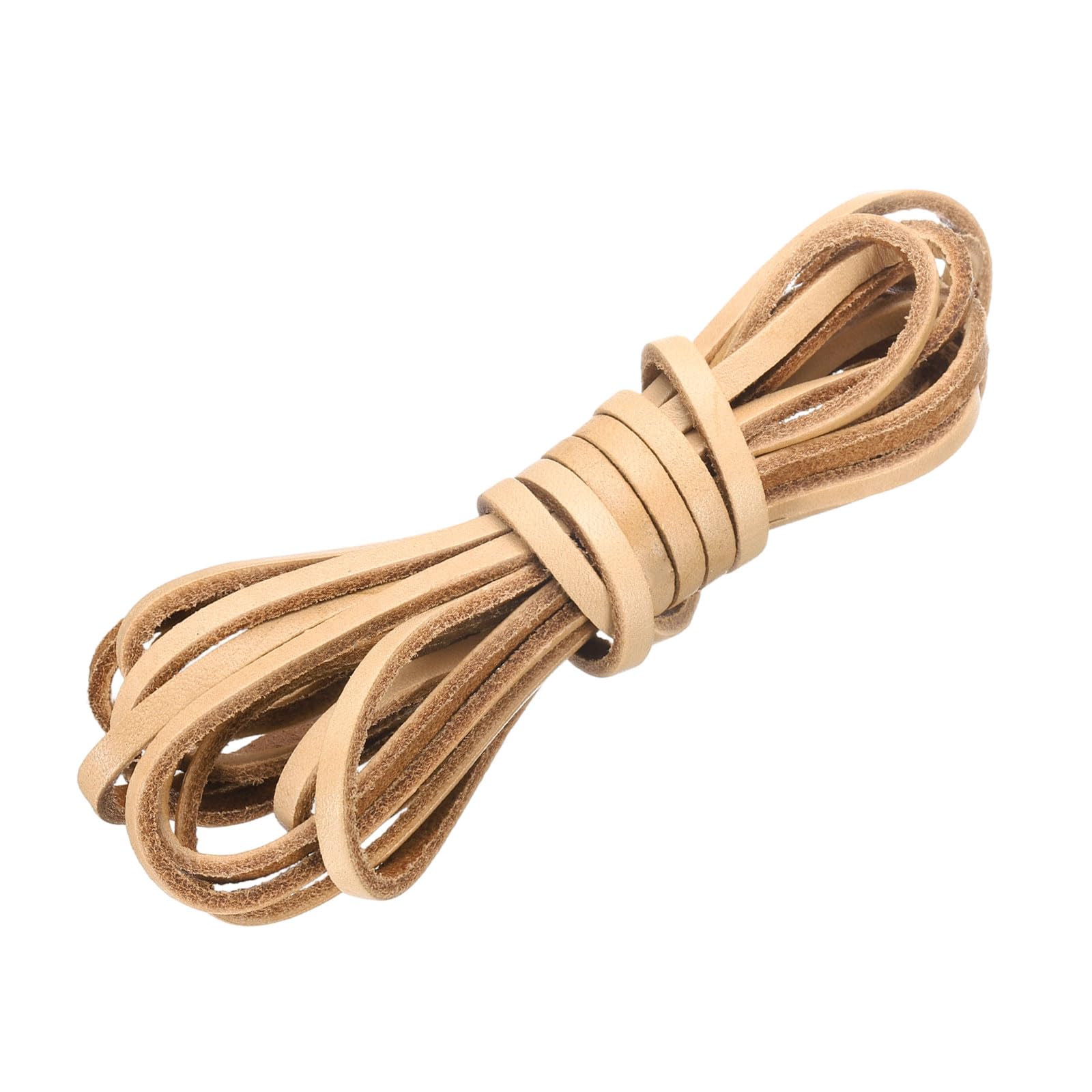sourcing map Flat Leather Cord, 3.3 Yard 4mm Leather String Strips Lacing for DIY Crafts Making Bracelet Purse Strap, Brown โ image 1