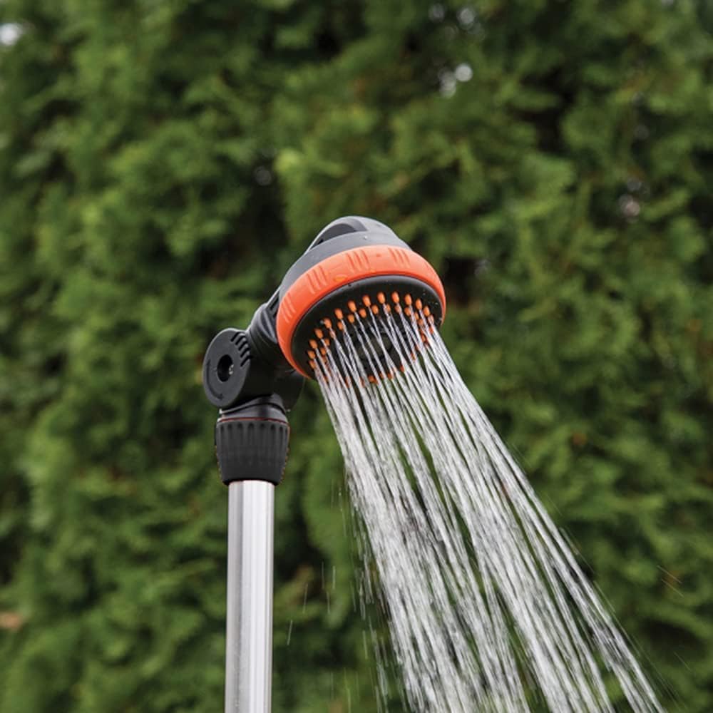 Suinga Doccia da Giardino Regolabile con treppiede da 2 m | Doccia da Campeggio con soffione inclinabile Rimovibile | Doccia per Piscina 2 in 1 in Alluminio anticorrosione