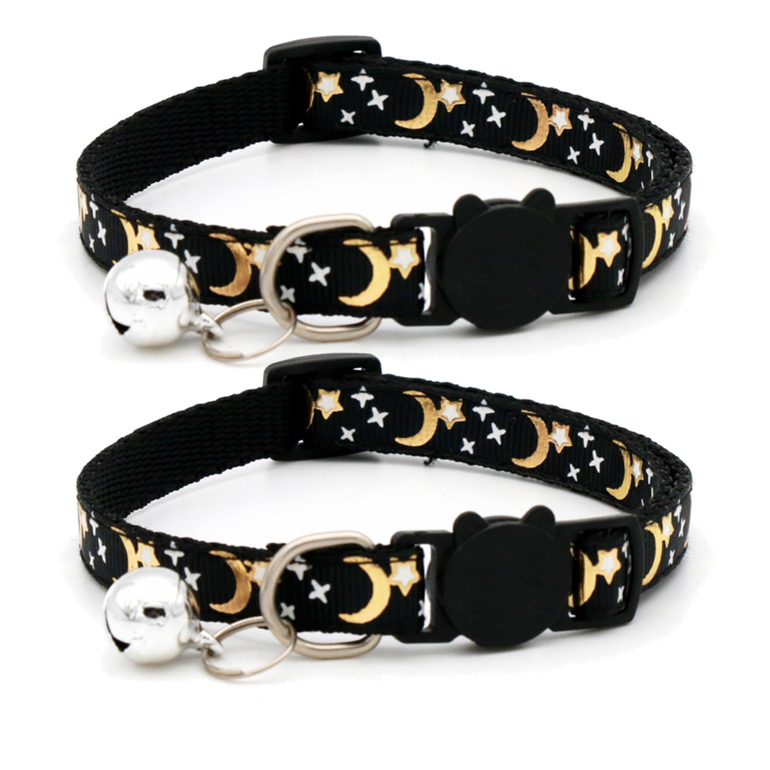 2 Pack Safety Cat Collars Quick Release with Bell & Reflective Cat Collars with Bells (Purple)