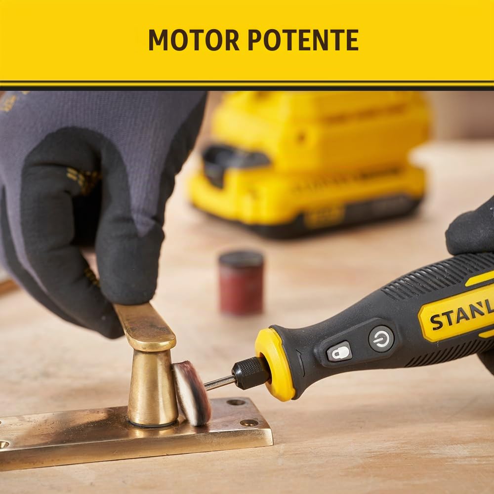 Stanley Mini-herramienta V20 Li-ION 18V, velocidad Variable 6.700-34.000 RPM, pinza universal de 3.2 mm, longitud cable 120 cm. Sin batería/cargador para profesionales y manitas