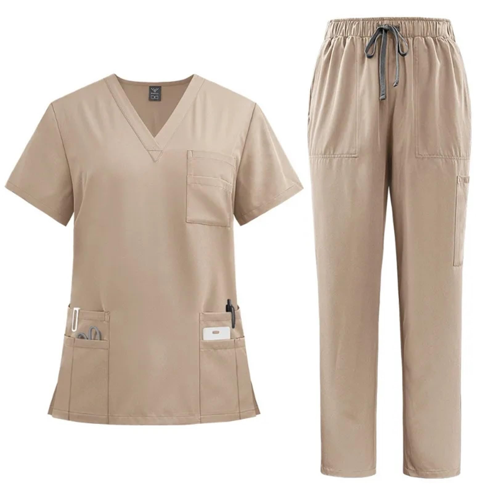 Uniformen für Pflegekräfte Arbeitskleidung for Ärzte und Pflegekräfte, OP-Kittel, gerade Hose, einfarbiges Set