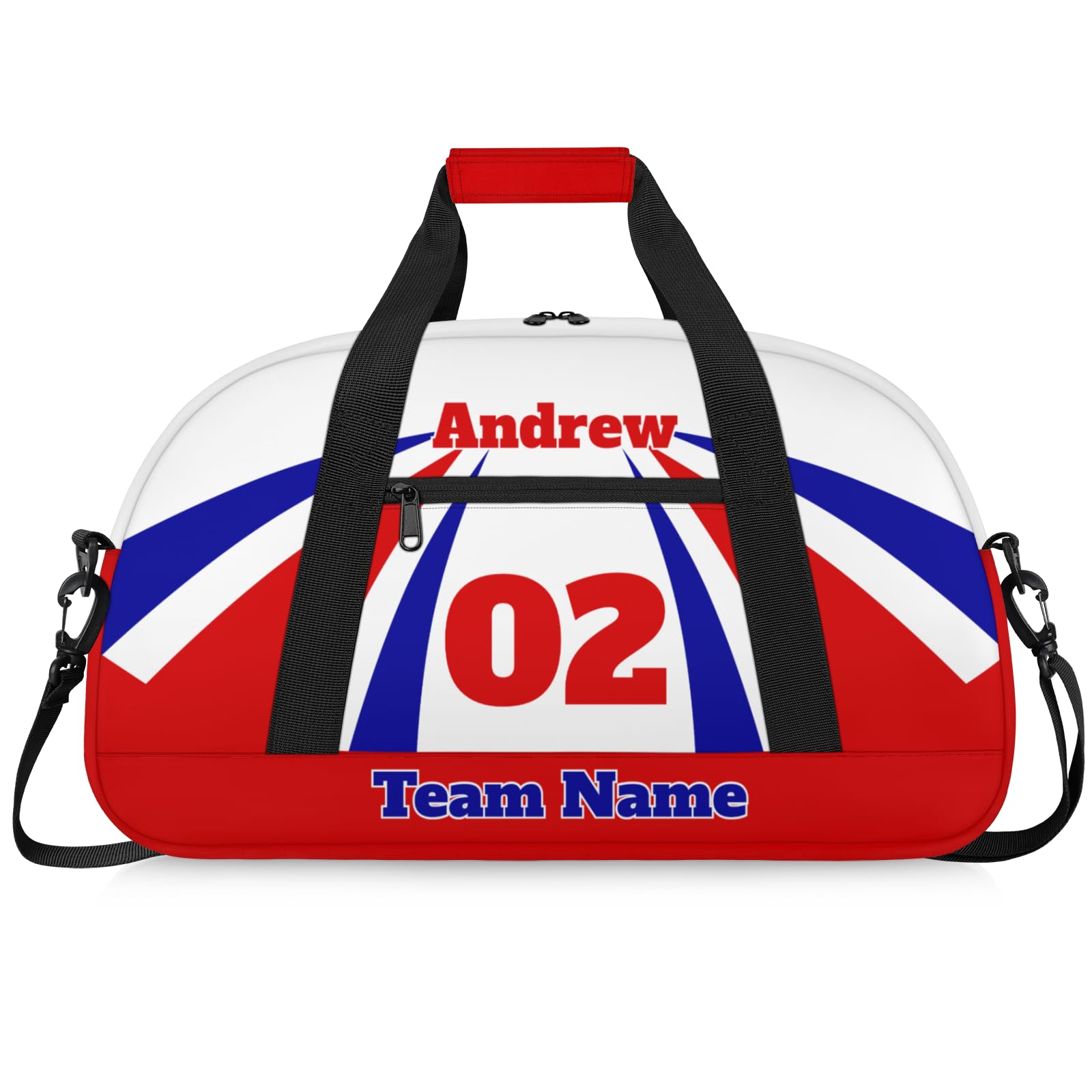 Personalised Sports Duffle Bag | Custom Name Gym Bag with Shoulder Strap | Water-Resistant Football Rugby Basketball Volleyball Training Kit Bag for Teams | M-Navy Red