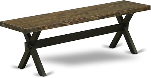 Miniatura 14 de East West Furniture XB027 X-Style - Banco de comedor moderno con asiento de madera, 72 x 15 x 18 pulgadas, multicolor