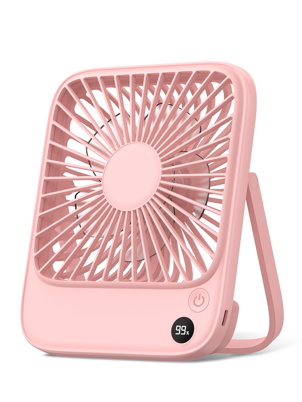 TOPK 5000mAh Portable Desk Fan Rechargeable, Battery Operated Desktop Fan, Quiet Thin Personal Fan with Power & Speed Display for Office,Travel,