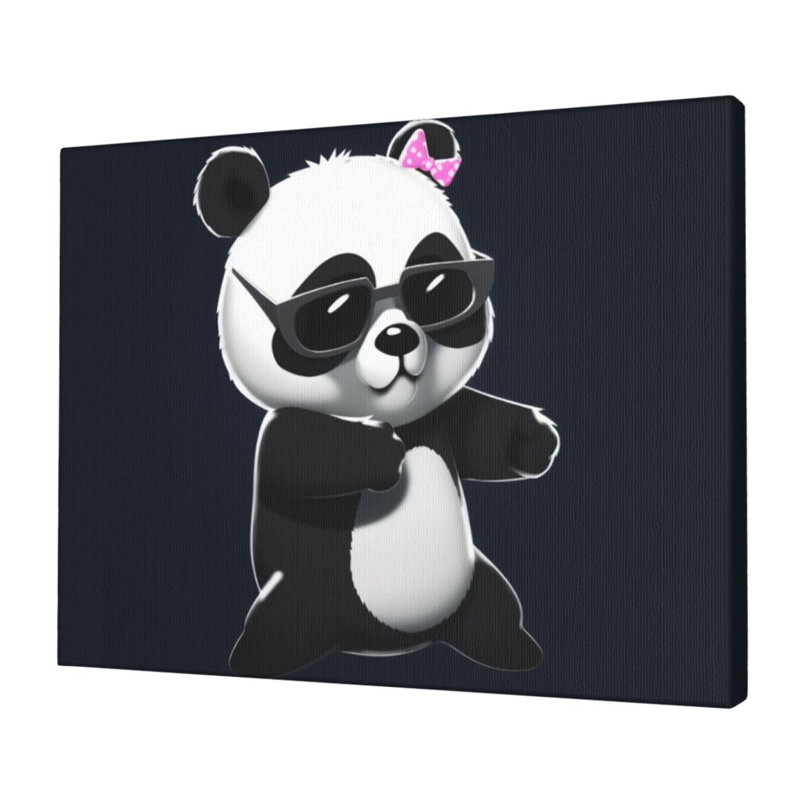 FodPand Canvas Wall Art for Living Room Wall Decor 12"x16" Modern Artwork Painting Pictures Hanging Canvas Prints Cool Panda Aesthetic Wall Art for Bedroom Bathroom Office Wallart Decor