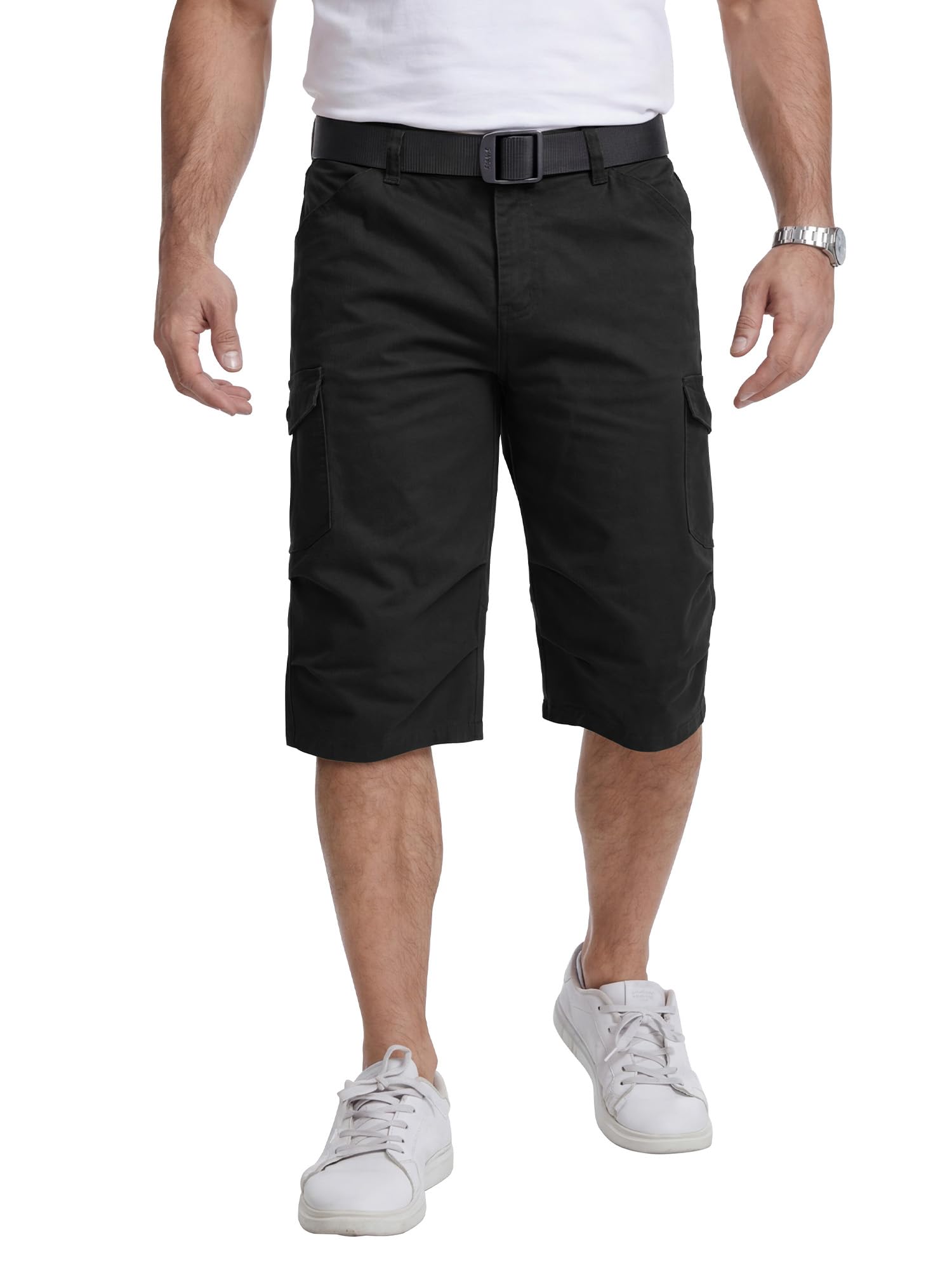 YYIDATON Herren Cargo 3/4 Shorts Baumwolle Bermuda Sommer Regular Fit Freizeit Shorts Arbeitshose mit 6 Taschen