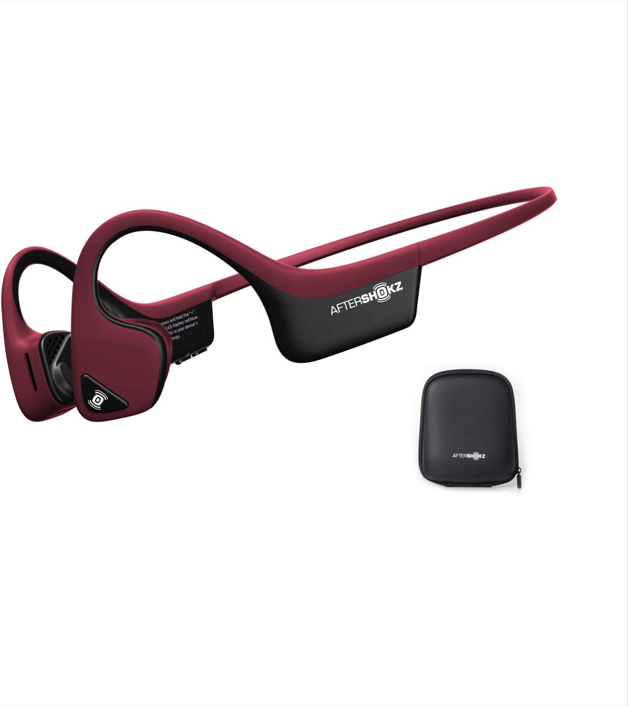 AFTERSHOKZ Trekz Air Open-Ear Wireless Bone Conduction Sports Running Headphones with Portable Storage Case, Canyon Red