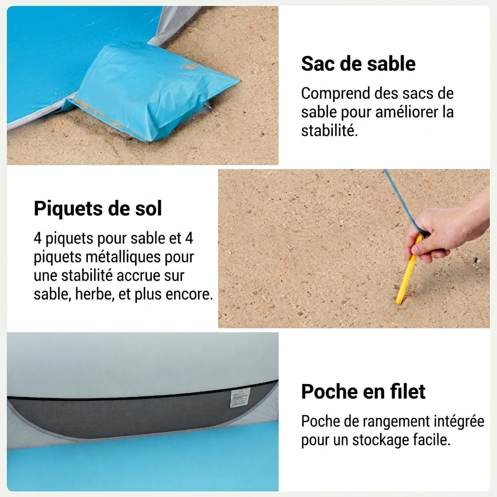WolfWise Tente de Plage Pop-up UPF 50+ - Abri Solaire instantané Automatique Portable - Parapluie de Sport pour bébé