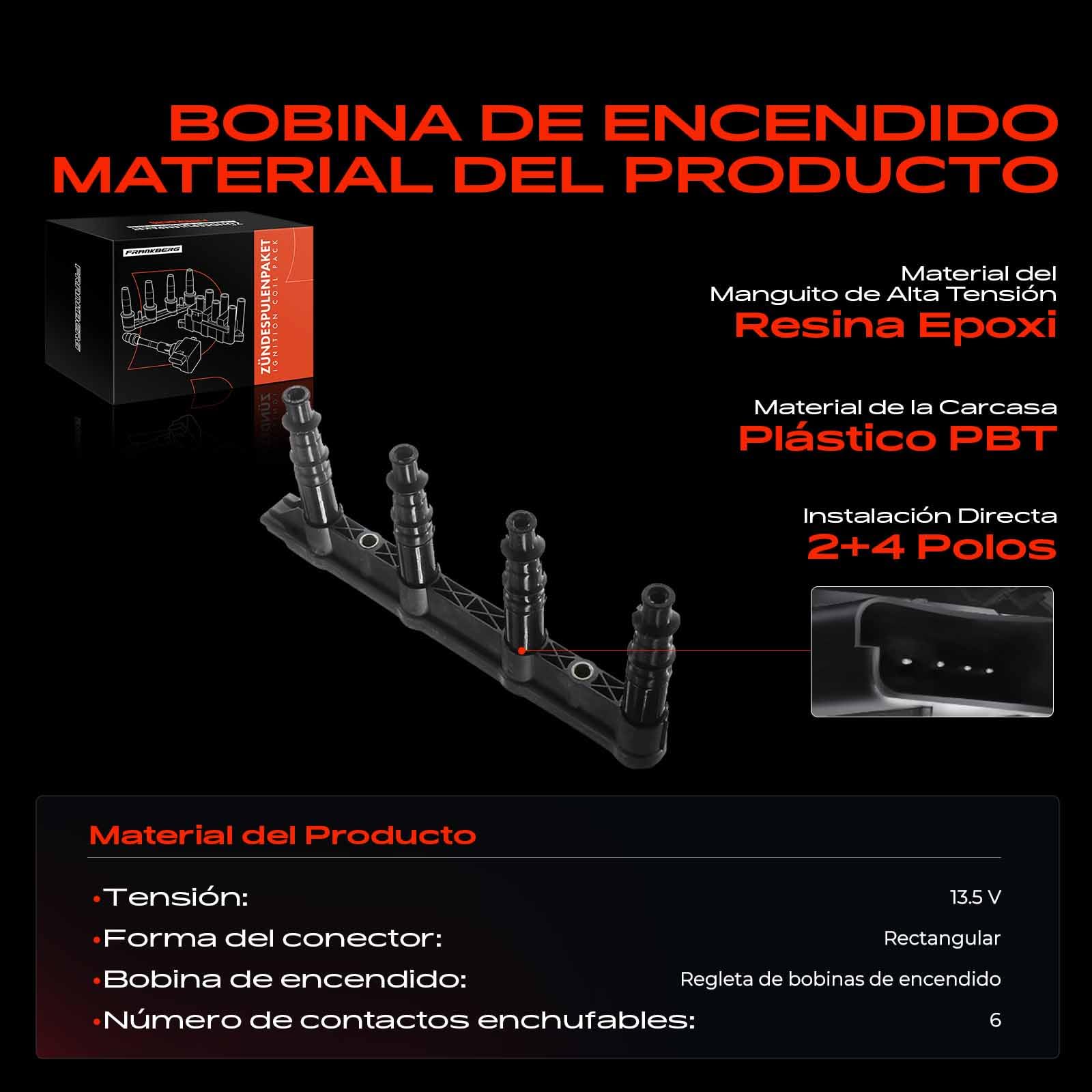 Frankberg Bobinas de encendido Módulo de bobinas de encendido Compatible con 206 Compacto 2A/C 1.4 16V 307 3A/C 1.4 16V 206 SW 2E/K 1.4 16V 1007 KM 1.4 16V 307 Break 3E 1.4 16V Replace# 155148,36430
