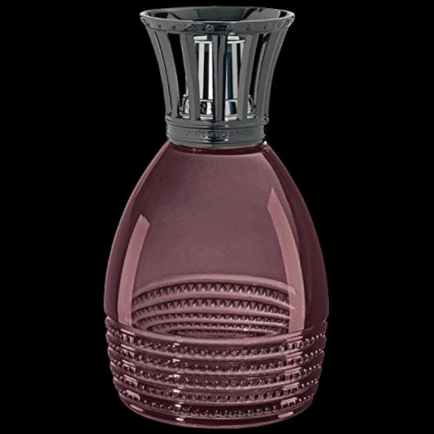 LAMPE BERGER 4448 Perle Prune Lampada di fragranza, Vetro, Vetro: Viola Trasparente; Corona: Metallo Grigio Scuro, 9 x 9 x 15.5 cm