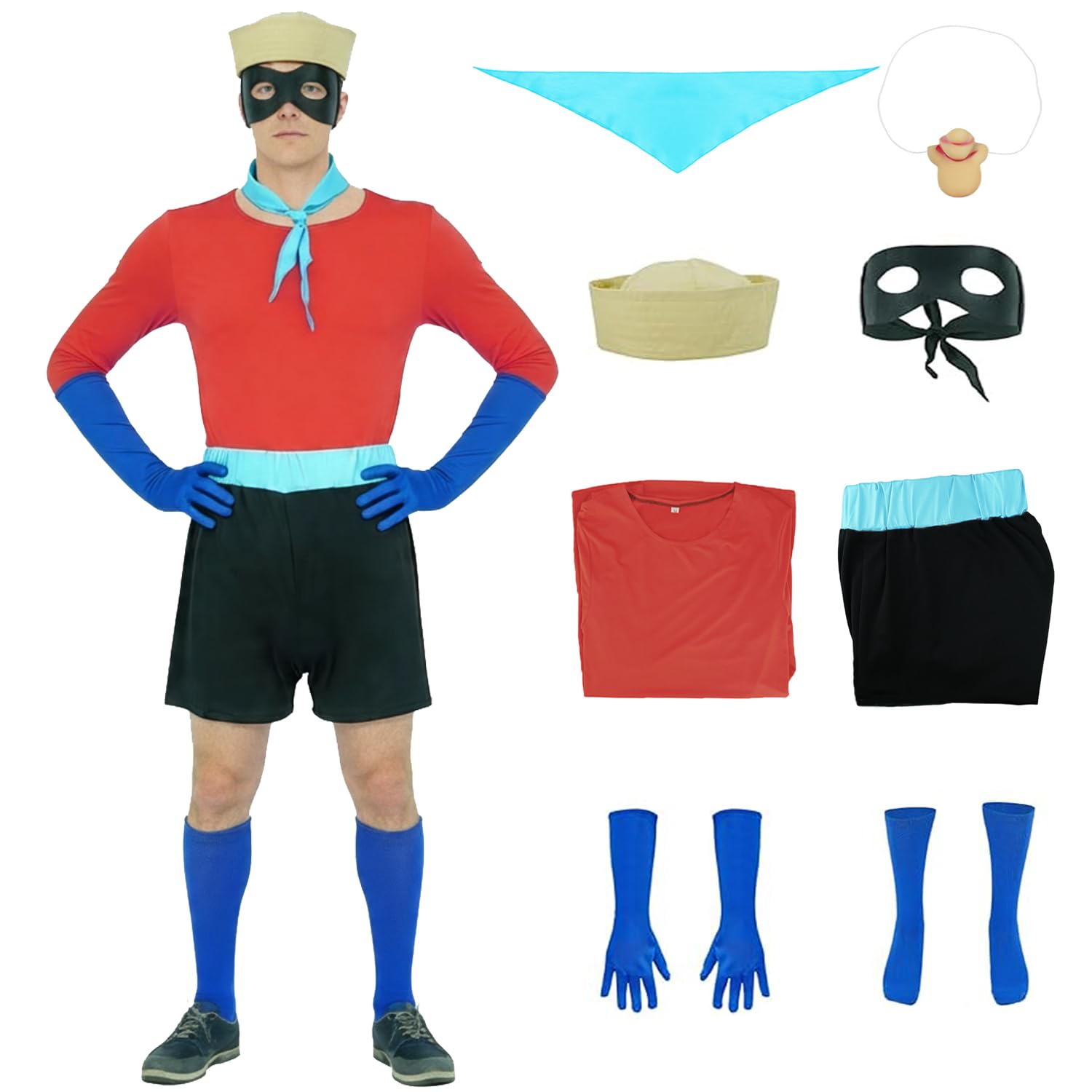 JQAKFIY Barnacle Boy Costume Mermaid Men Costumes Adult Halloween Character Cosplay Outfit Hat Gloves Scarf Prop Set XL — image 1