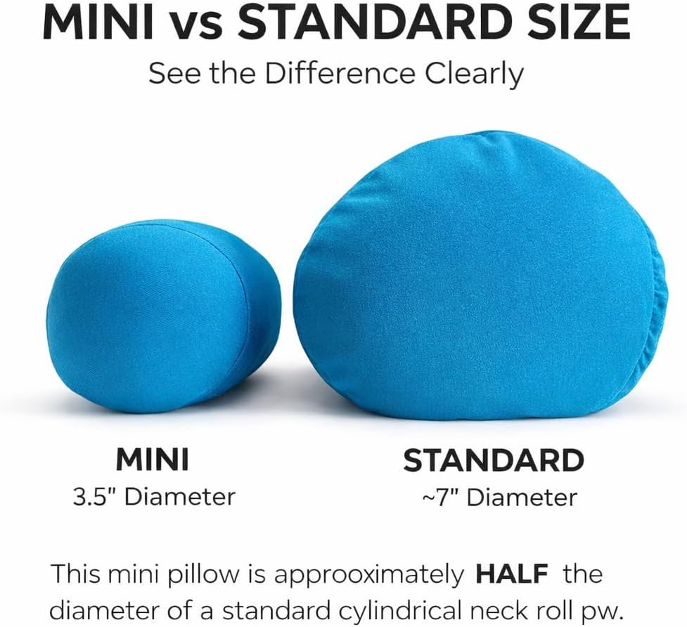 Travel Fanatics Mini Microbead Pillow – 3.5” x 8” Micro Support Roll – Ultra Compact Travel Pillow for Wrist, Knee, Neck & Lumbar – Blue - Image 2