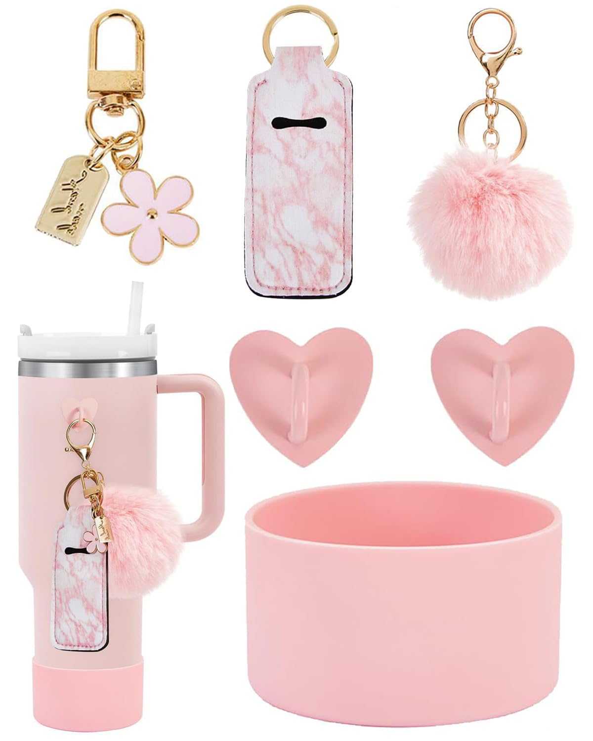 6 PCS for Stanley Cup Accessories, Cup Accessories Set for Stanley Charms for Tumbler Initial Charms for Handle Stuff Decor Water Bottle Tumbler Cute Simple Modern Personalized Decorations