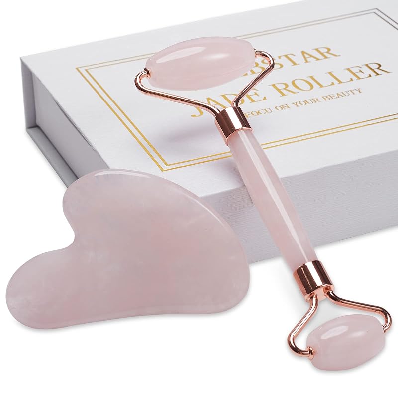 Kit de rolinho facial e ferramenta Gua Sha XYZBSTAR em jade, APink