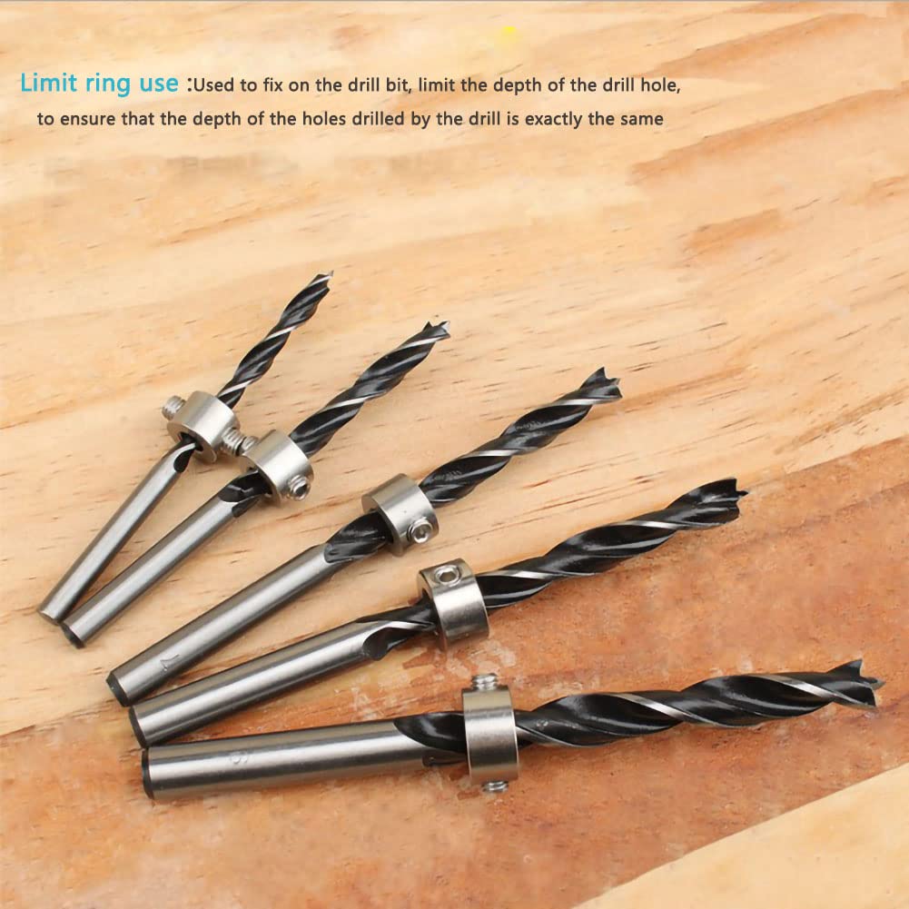 Drill Stop Set, 12 pezzi 3-16 mm Trapano in acciaio inossidabile Set di collari per bit di arresto di profondità Anello limite di perforazione