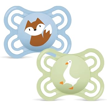MAM Perfect Pacifier for Babies 2-6 Months, Matte Blue, 2 pcs | With Extra Thin and Flexible Soft Silicone Teat, Easy Accepta
