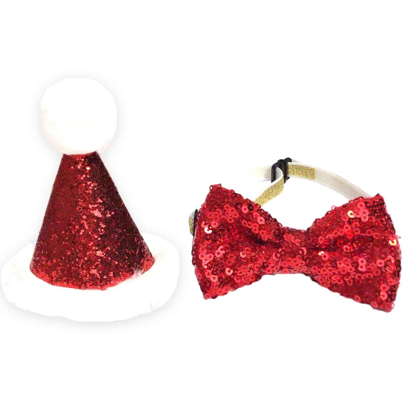 1 Set Christmas Pet Dress up Dog Snowflake Bow Tie Collar with Santa Hat, Tie Hat Set, Puppy Christmas Costume, Christmas Pet Costume Dog Xmas Hat Dog Santa Hat, Dog Holiday Outfit - Image 2