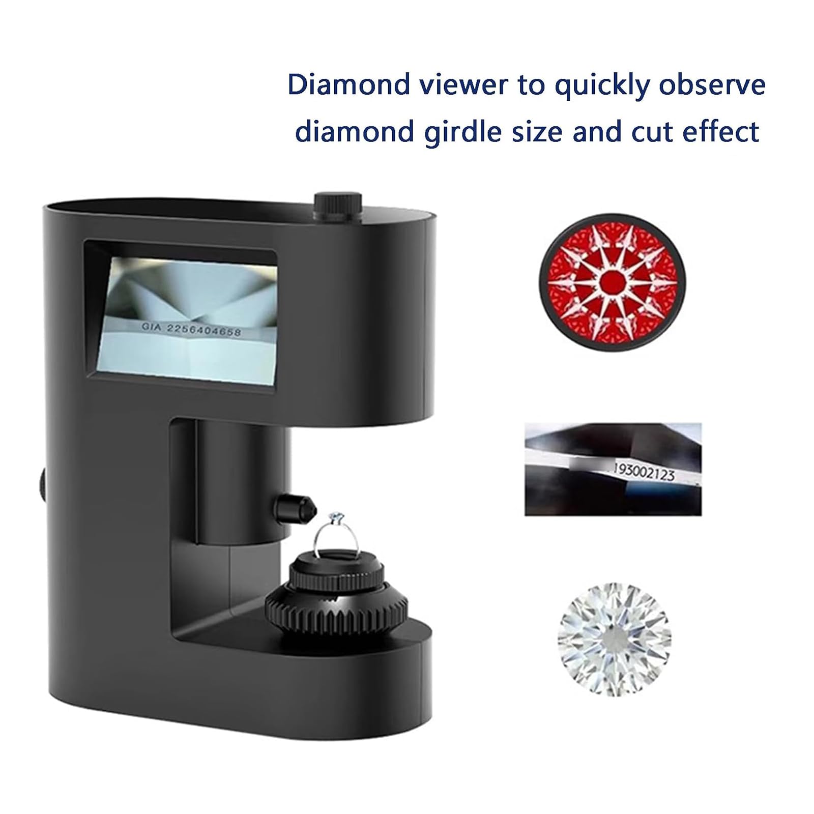 Diamond Girdle Viewer 30-200X con luce LED, display a doppio schermo, risoluzione 480x845 per un'identificazione e test accurati delle iscrizioni