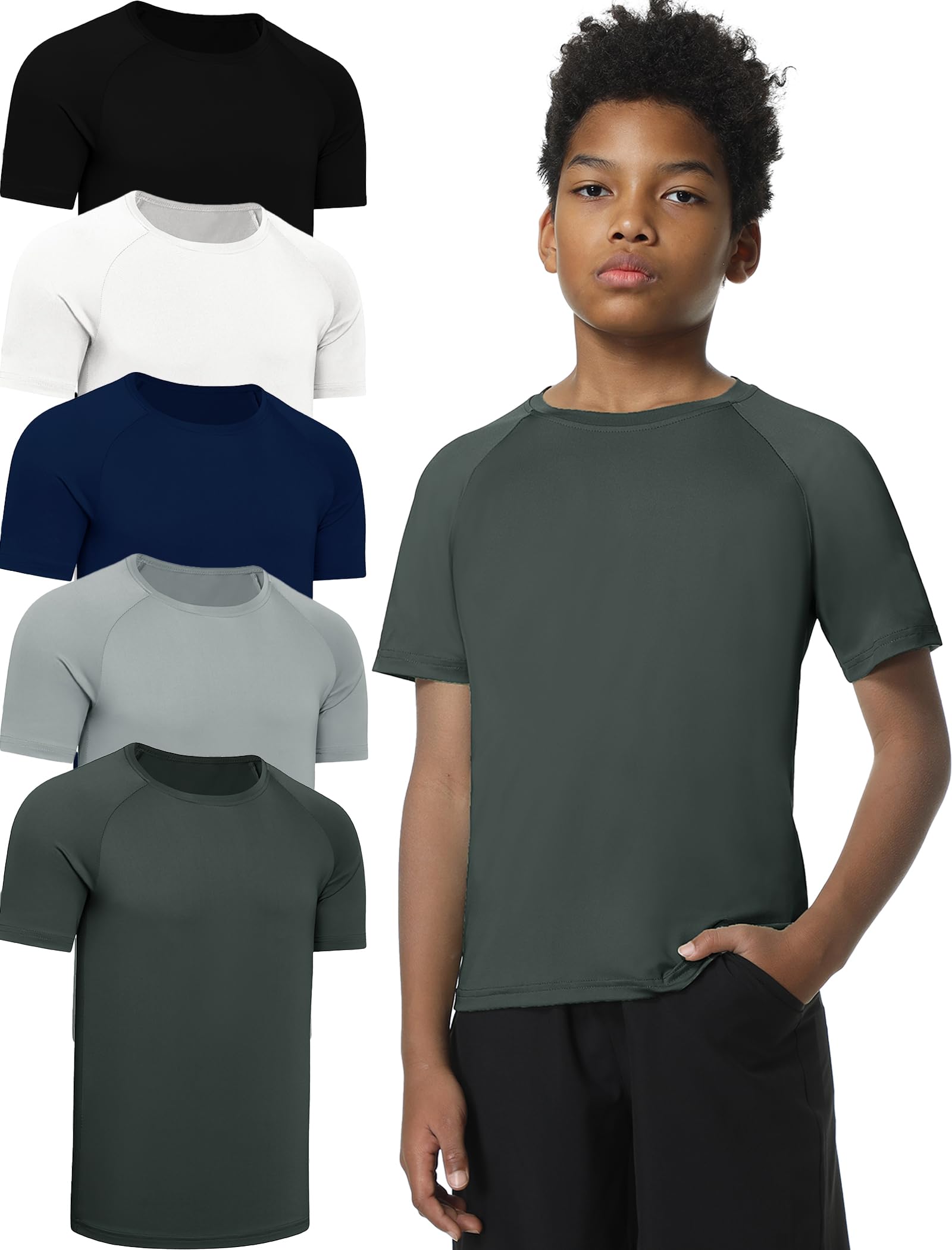 EXARUS Canotte per ragazzi Atletico Senza Maniche Felpa Ad Asciugatura Rapida Muscolare Camicie Con Cappuccio Bambini Adolescenti | Teen Atletico Sport Calcio Activewaer Palestra Corsa Basket Dri Fit Estate Muscolo Bambini 6-16Y