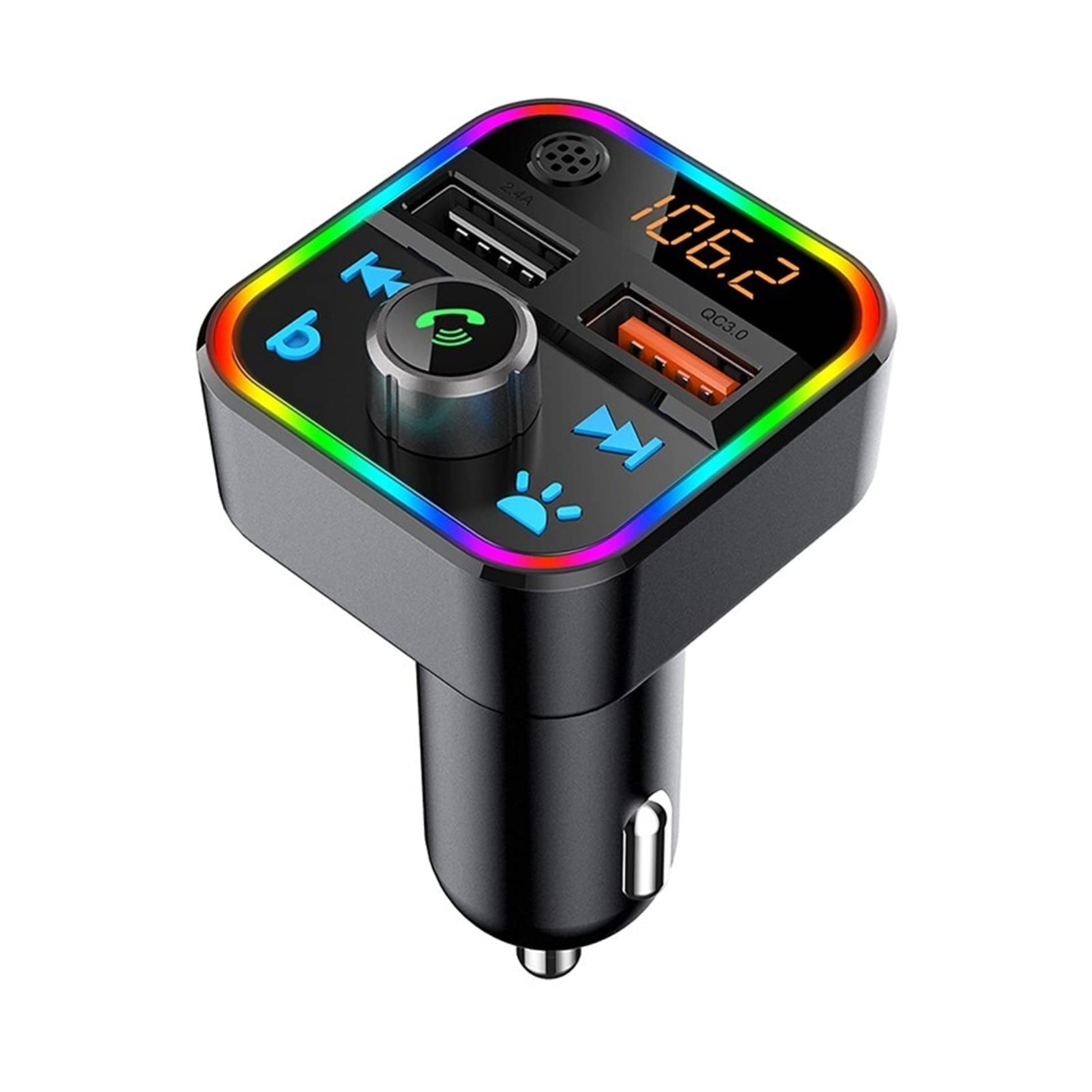 Adattatore Audio Bluetooth. FM. Trasmettitore AUX Modulatore Bluetooth Vivafree Kit Car Audio MP3. Giocatore con 2.4a Quick Chad Dual USB Caricabatteria for Auto