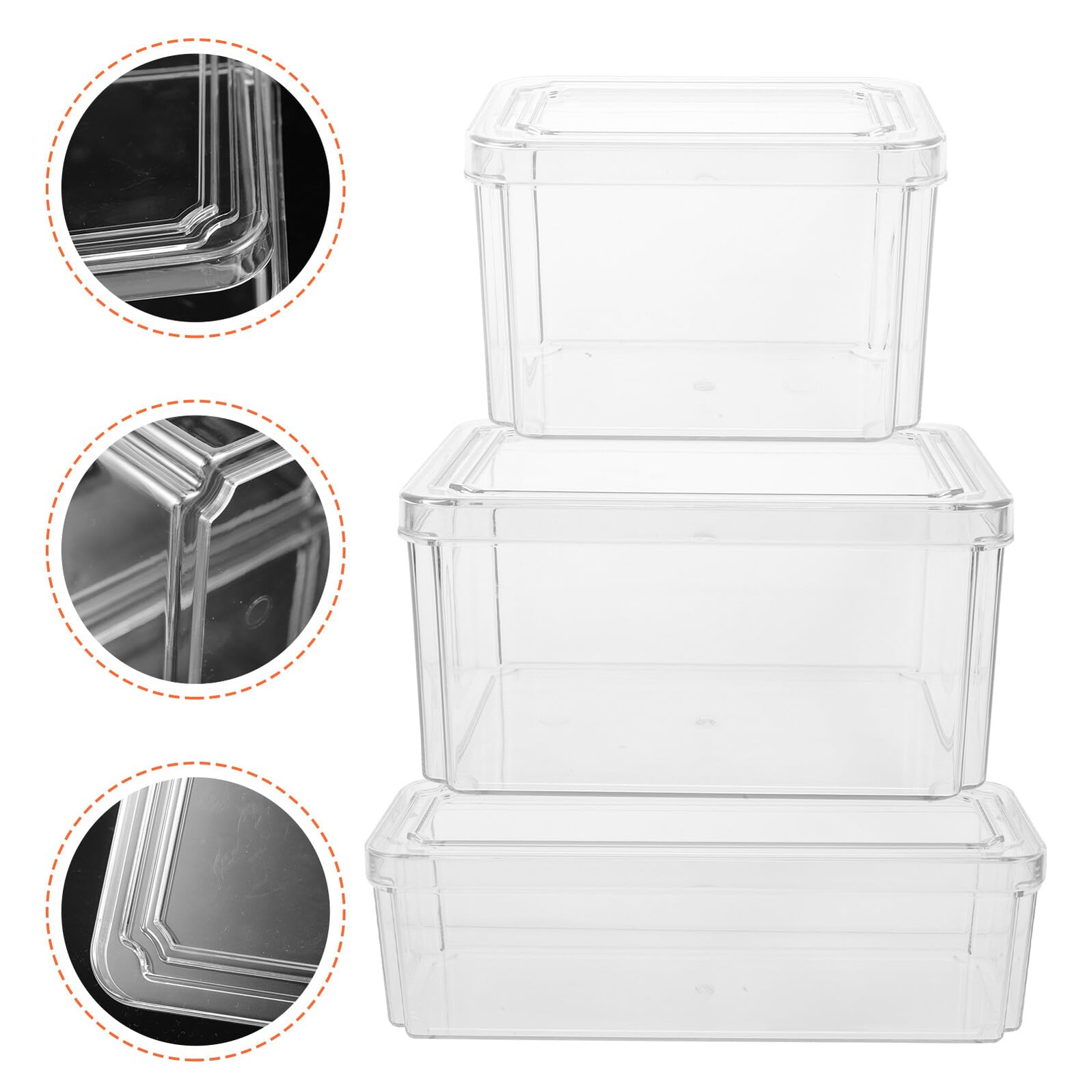 Sosoport 3piezas Cajas de Conservación Transparentes para Alimentos Frescos Organizadores de Refrigerador Apilables para Cocina Nevera y Hogar