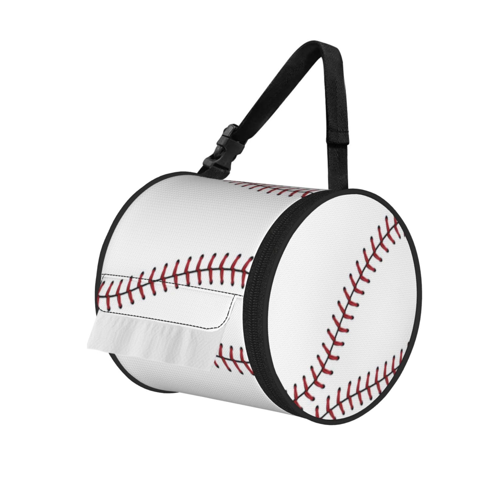 Baseball Lace Print Hanging Toilet Paper Holder Camping Paper Towel Holder Portable Car Roll Paper Storage Bag With Adjustable Strap Suitable For Bathroom,Kitchen