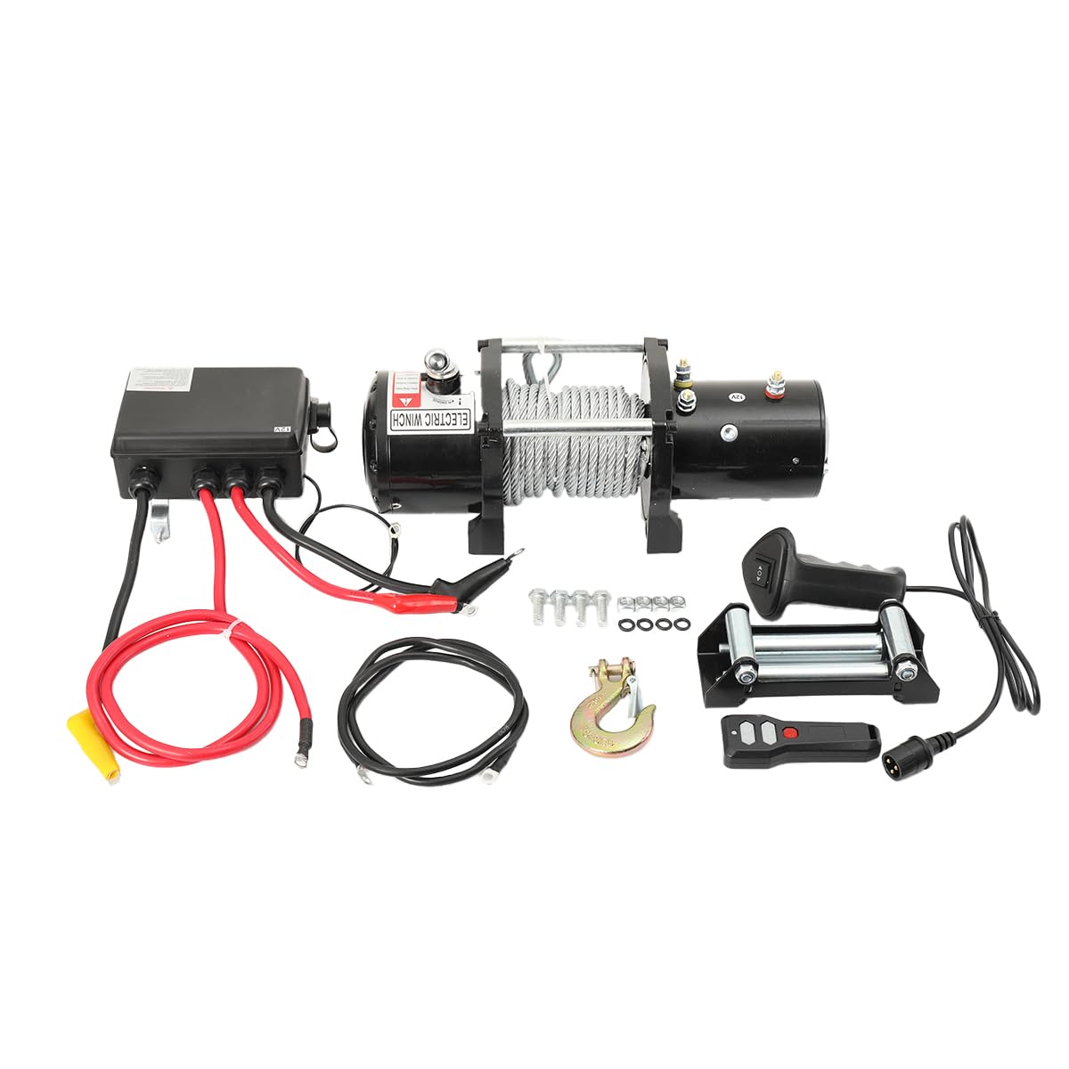 Elektrische Seilwinde 12V 6000 lbs / 2722 kg, mit Synthetikseil & Funkfernbedienung, Offroad Motorwinde Seilzug Elektrowinde, IP67 wasserdicht für LKW, SUV, ATV, UTV, Anhänger