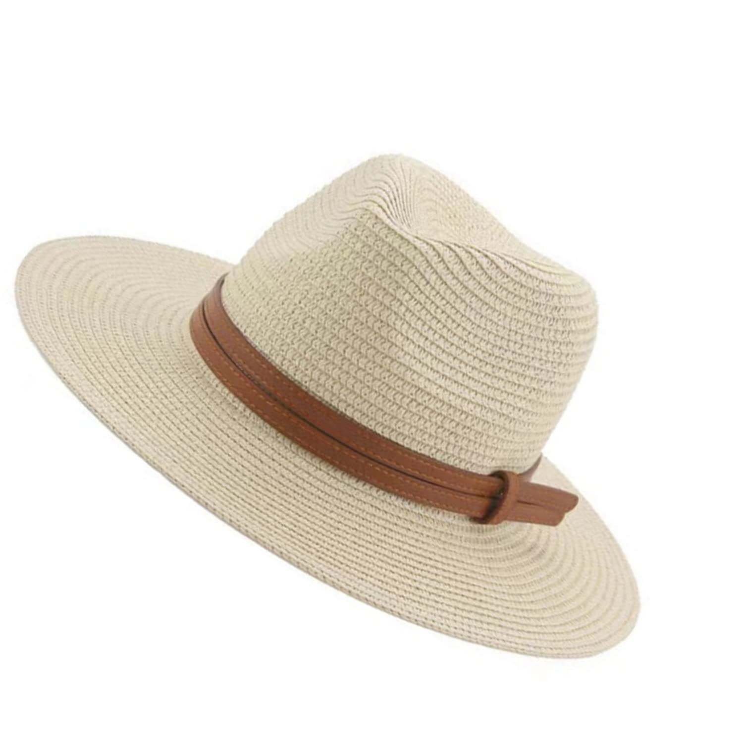 Zhjuju Sombrero para el Sol para Mujer,Sombrero Sol de Paja de Las Mujeres Sombrero de Paja para el Verano en la Playa o para Las Vacaciones Plegable Sombreros de Verano Sol Playa Gorra del ala Ancha
