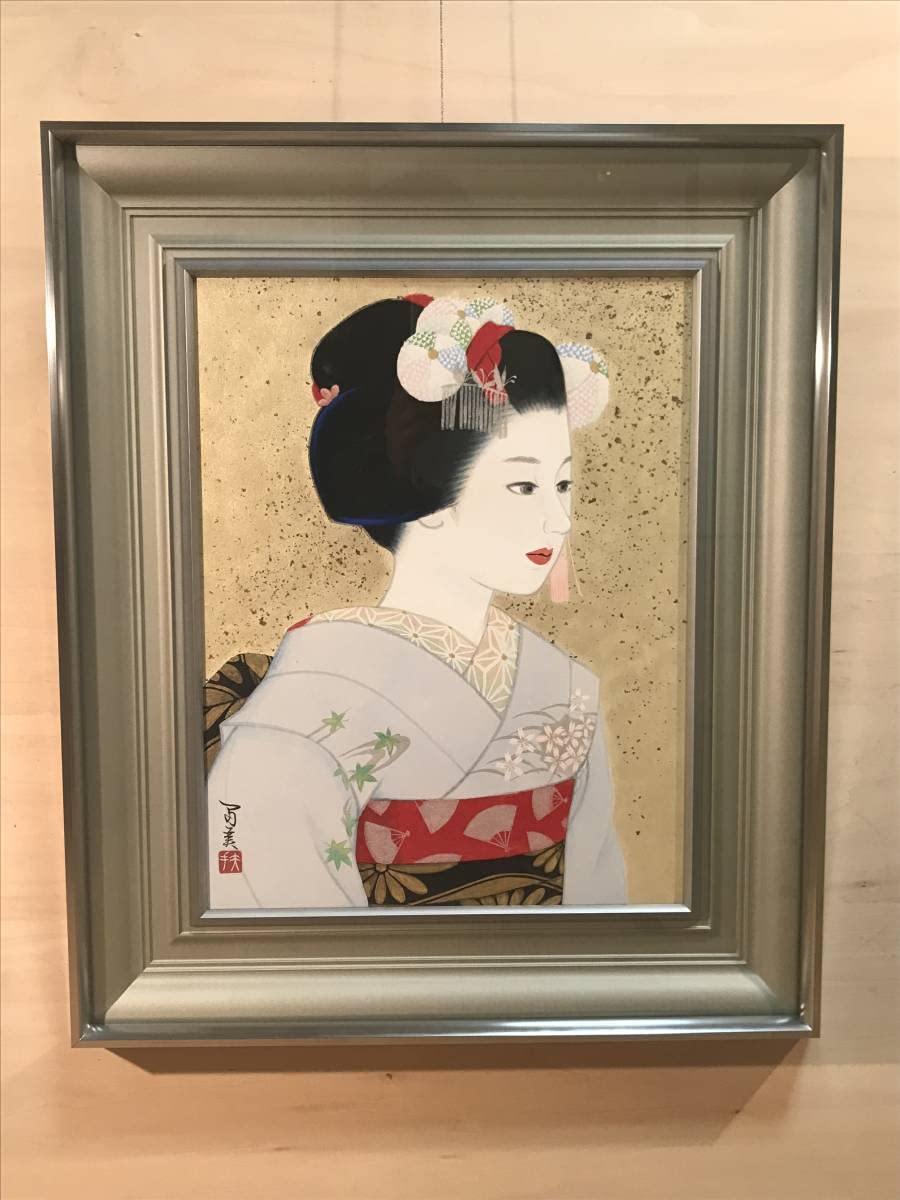 Amazon.co.jp: 倉田冨美 「舞妓」 日本画6号 直筆サイン落款・共 