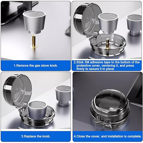 Miniatura 2 de DLAND Fundas de seguridad para pomos de estufa, paquete de 5 con cerraduras de perilla de estufa de gas, forros para quemadores de estufa (10.6 x