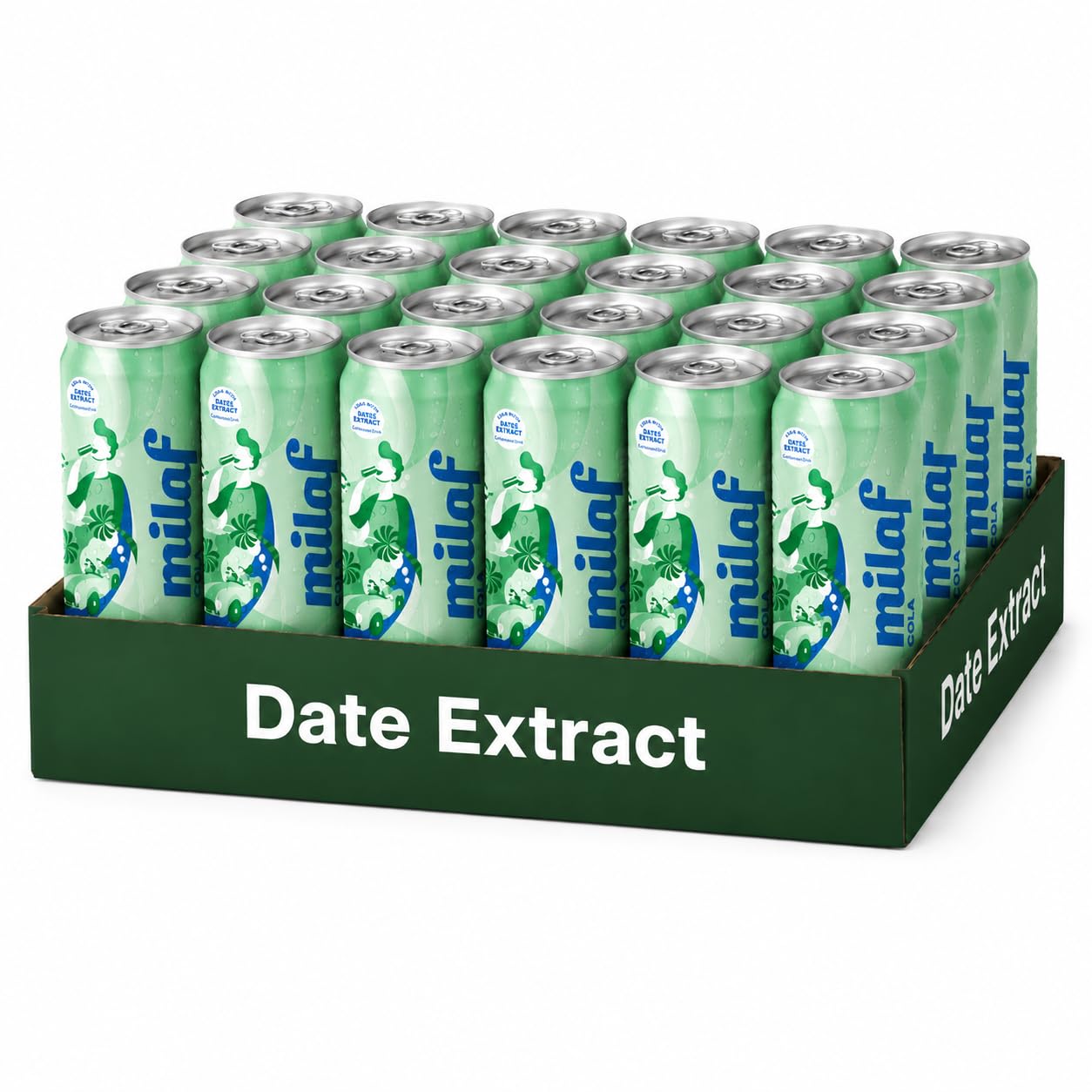 Milaf Date Cola - 8.1 fl oz | Sweet Carbonated Soda Soft Drink Made with Date Extract | Refreshing Non-Alcoholic Beverage | Ideal for Those Following Alcohol-Free Lifestyle (Pack of 24, Cola)