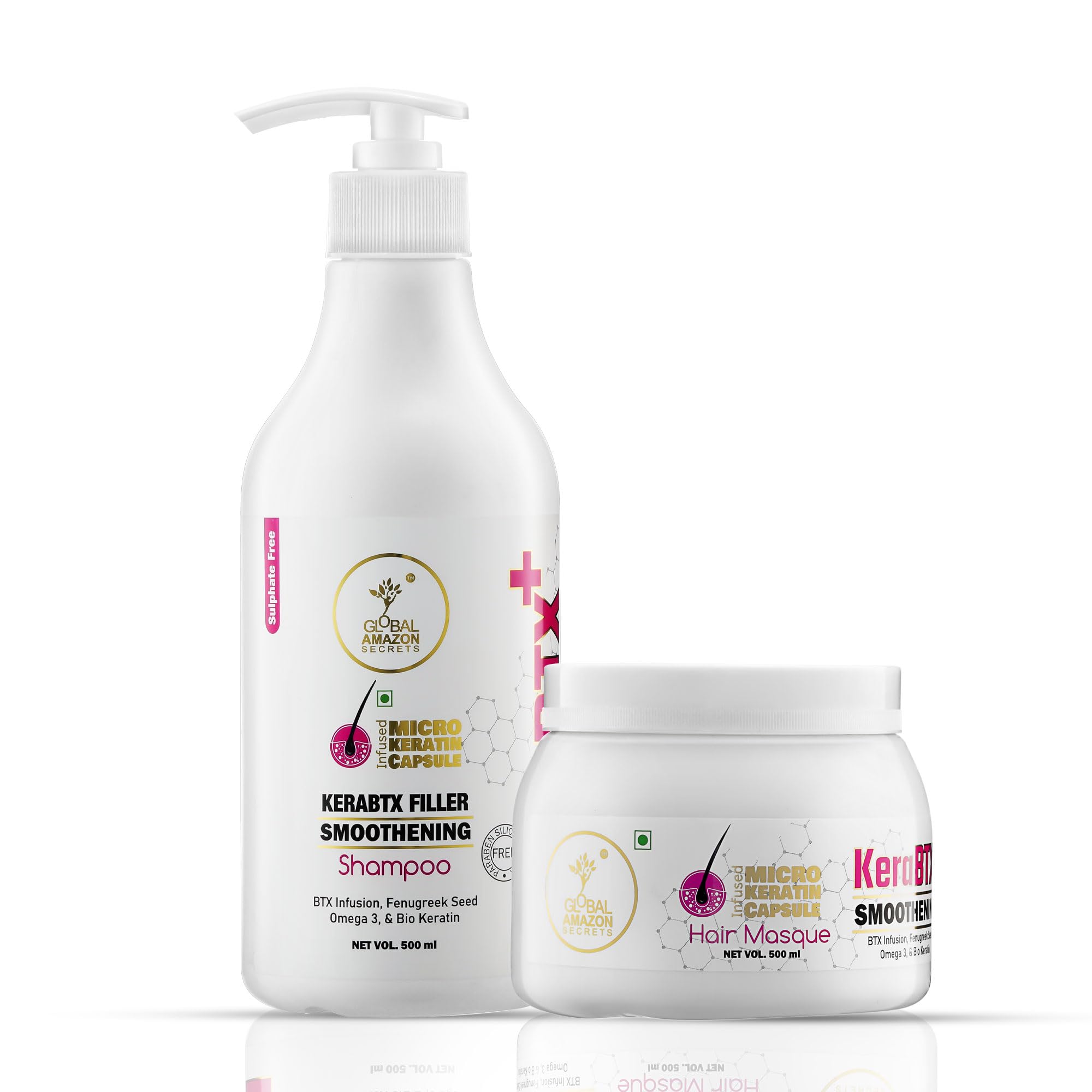 Global Amazon Secrets Kerabtx Shampoo and Mask 1000ml | Keratin