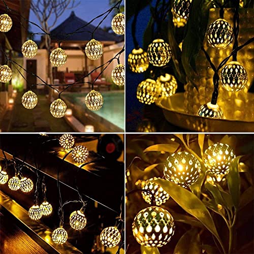 Image of Xenith 14 LED Decorative Moroccan Ball Shape Golden Metal String Lights Fairy Lights Decorative Lights for Diwali Christmas Home Marriage New-Year Bedroom Decoration Lighting (Warm White, 3.5 Meter)