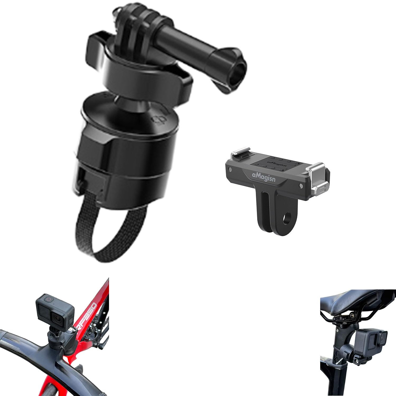 Uchwyt rowerowy – akcesoria z metalowym paskiem, obracany o 360° i antypoślizgowy, do DJI OSMO NANO/Action Pro 5, Insta 360 GO Ultra/Ace Pro 2/ X5, G0PRO itp. Kamera sportowa (z podstawą OSMO