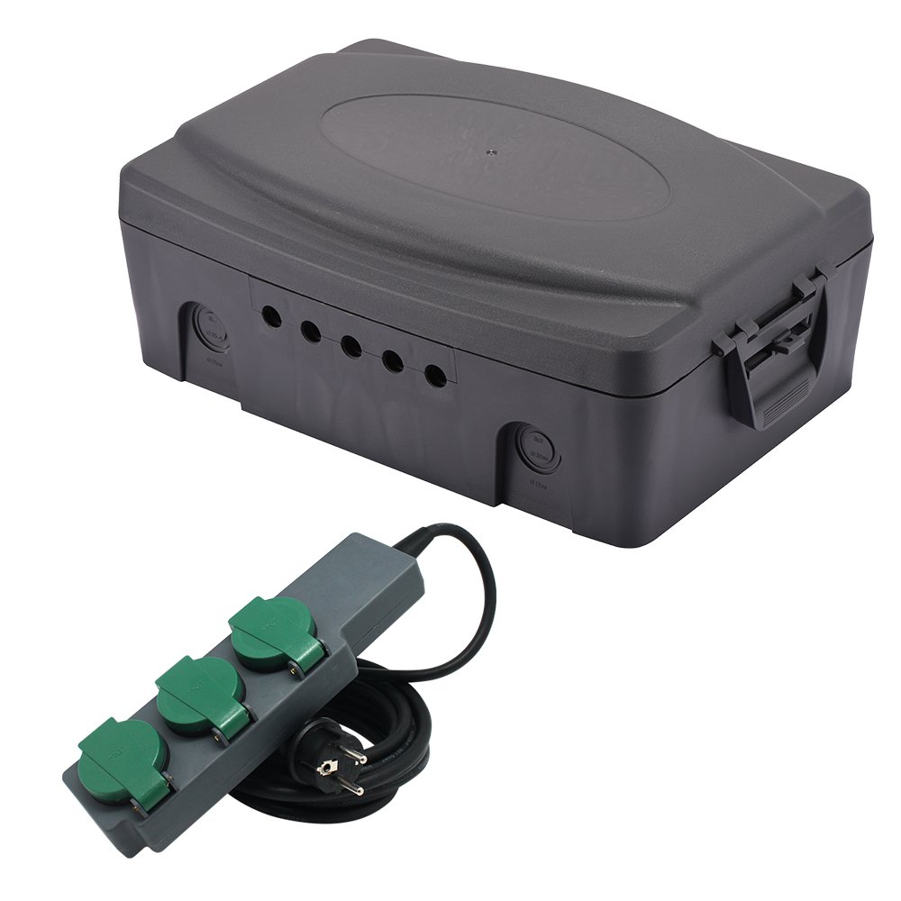 Electraline 300175 Scatola di Protezione Stagna da Esterno Impermeabile IP 54, Nero