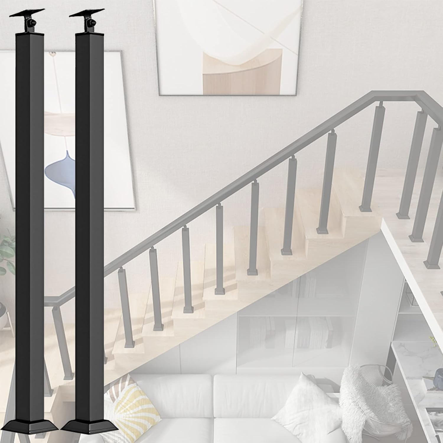 Rampe d'escalier rotative pour mezzanine moderne | Poteaux métalliques de sécurité 75 cm