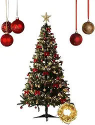 Árvore De Natal Decorada 150cm com 80 Enfeites + Pisca 100 led(220V,120CM)