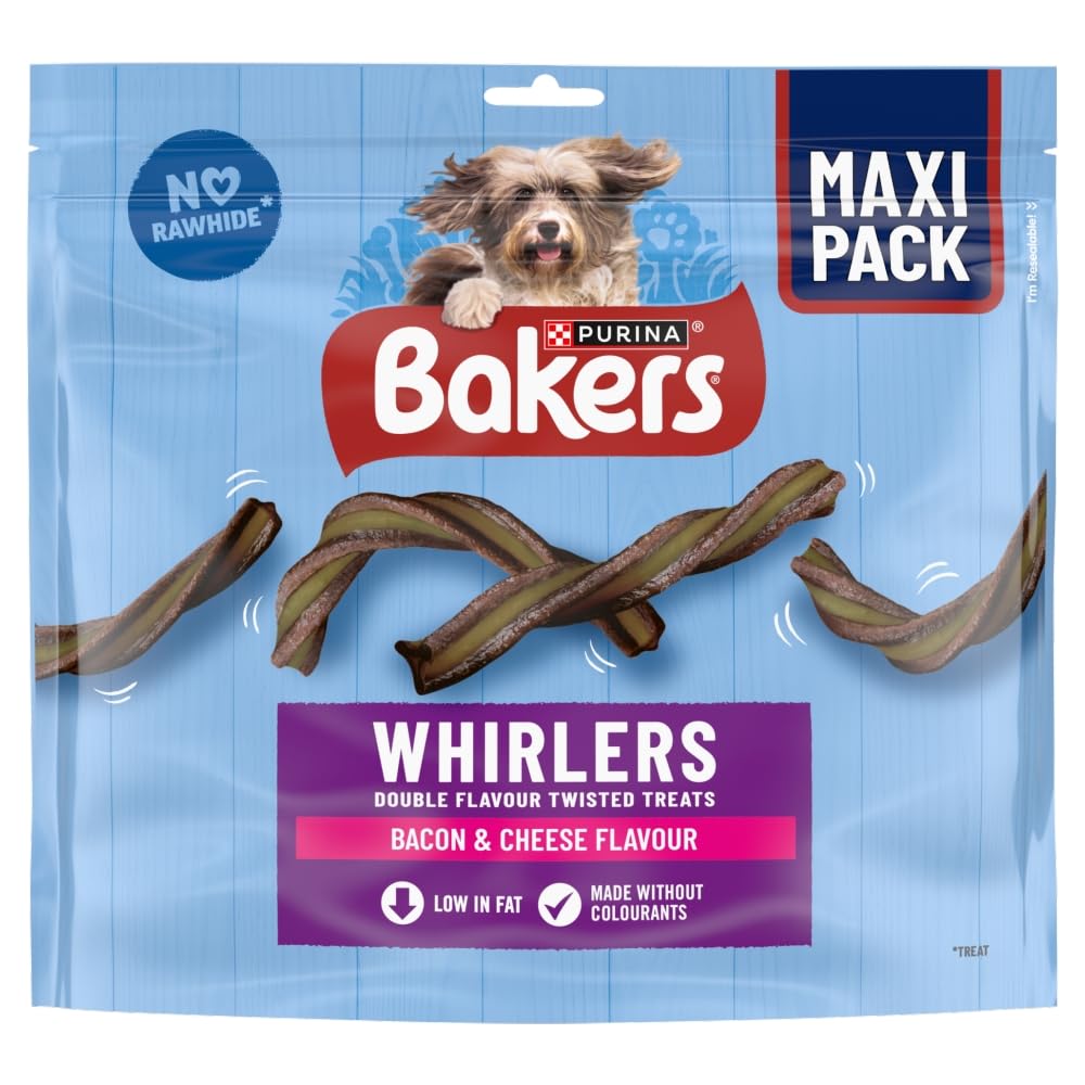 Bakers Whirlers Bacon And Cheese Dog Treats 450G