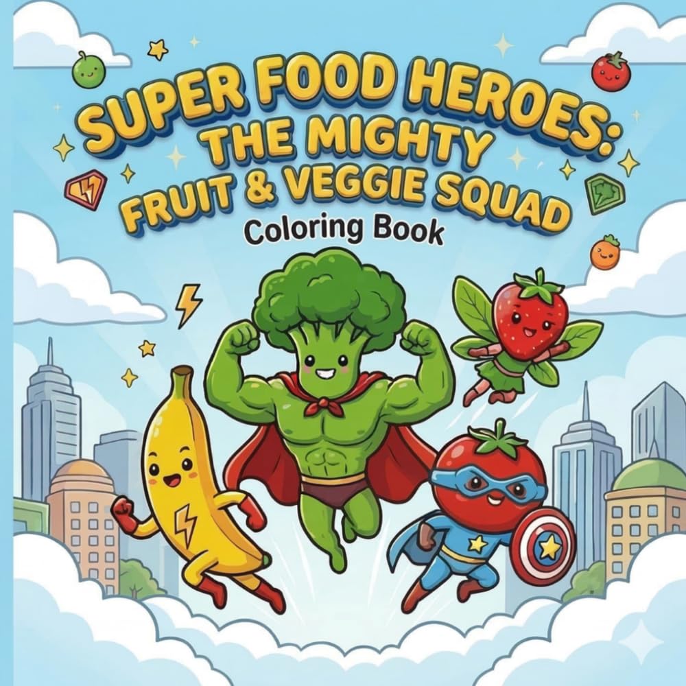 Super Food Heroes: The Mighty Fruit and Veggie Squad: My First Healthy Vocabulary Coloring Book