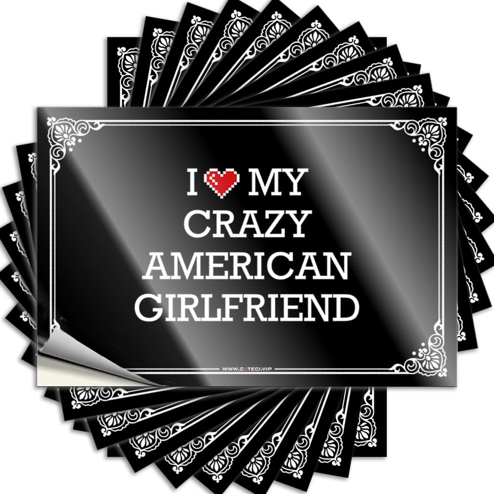 Man Cave Decor, Tattoo Teacher Helmet I Love My Crazy American Girlfriend | Funky Waterproof Vinyl Stickers(6X9CM)