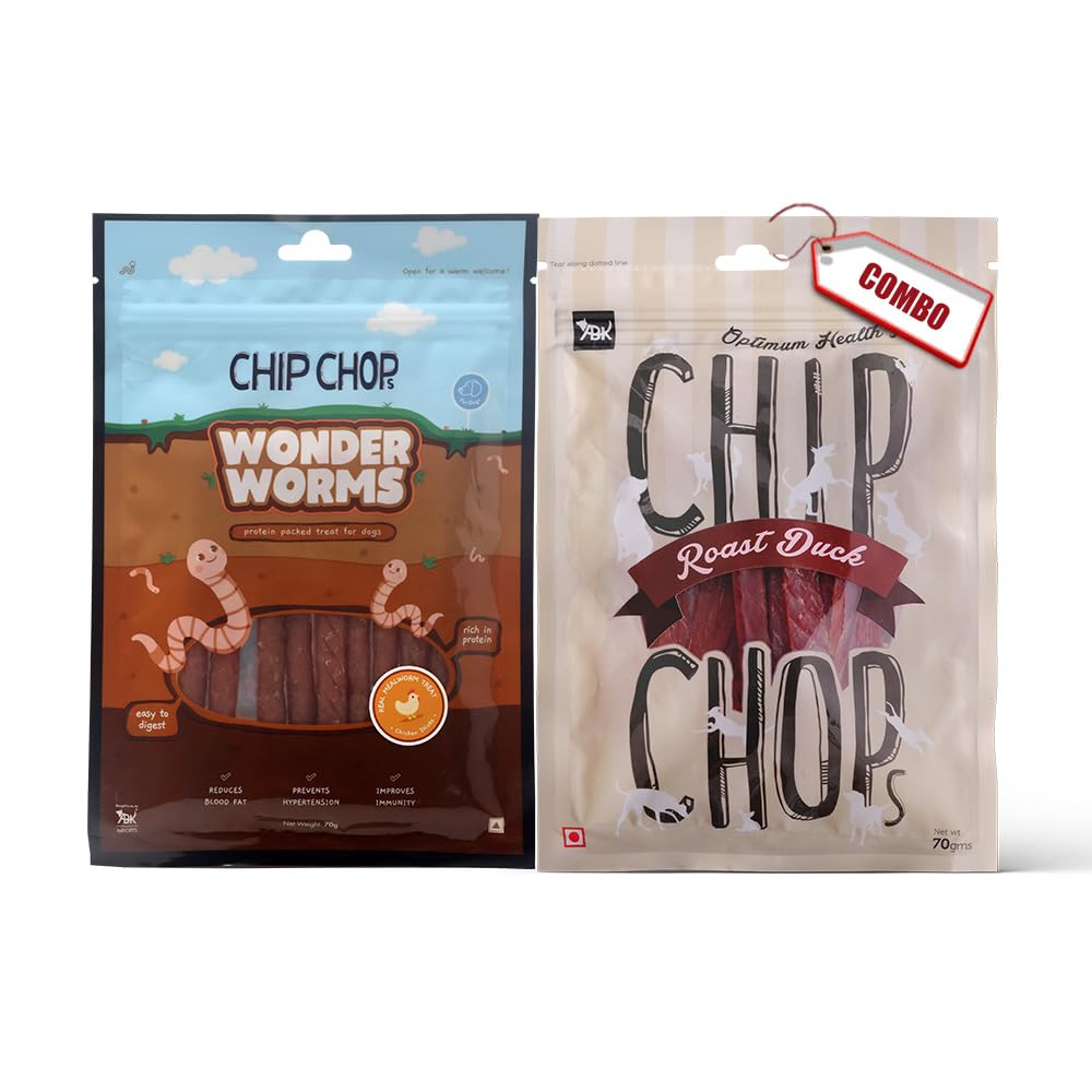 Combo of Chip Chops Wonder Worms Chicken Sticks Treat for Dogs and Chip Chops Roast Duck Strips Dog Treats,70g Each for All Dog Breeds (B0CM68WQPR) Amazon Price History, Amazon Price Tracker