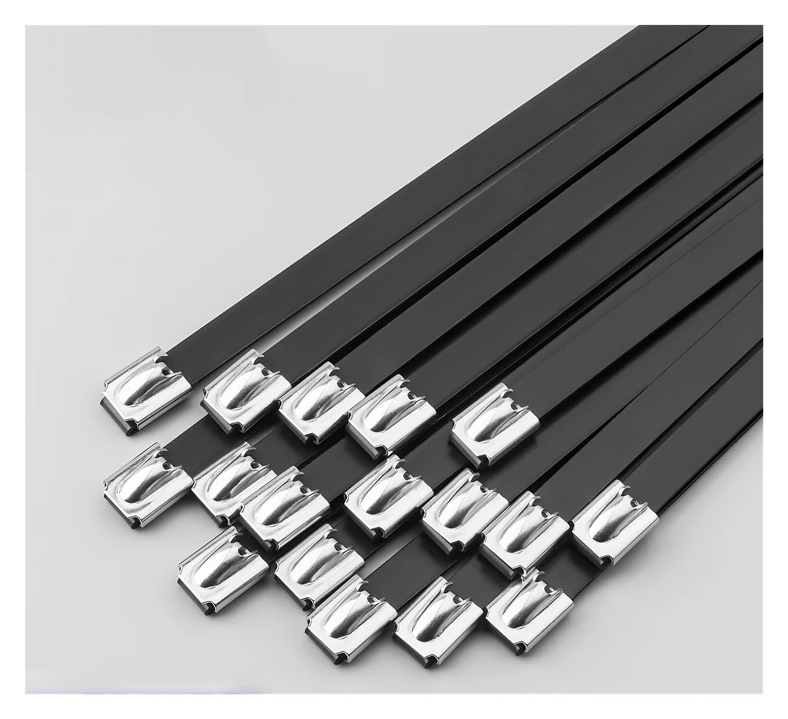 Bridas for cables de 7,9 mm, bridas for cables de metal y acero inoxidable, color negro, bloqueo recubierto, cierre multifuncional de escape con cremallera de Metal(7.9x450mm,100 pcs)