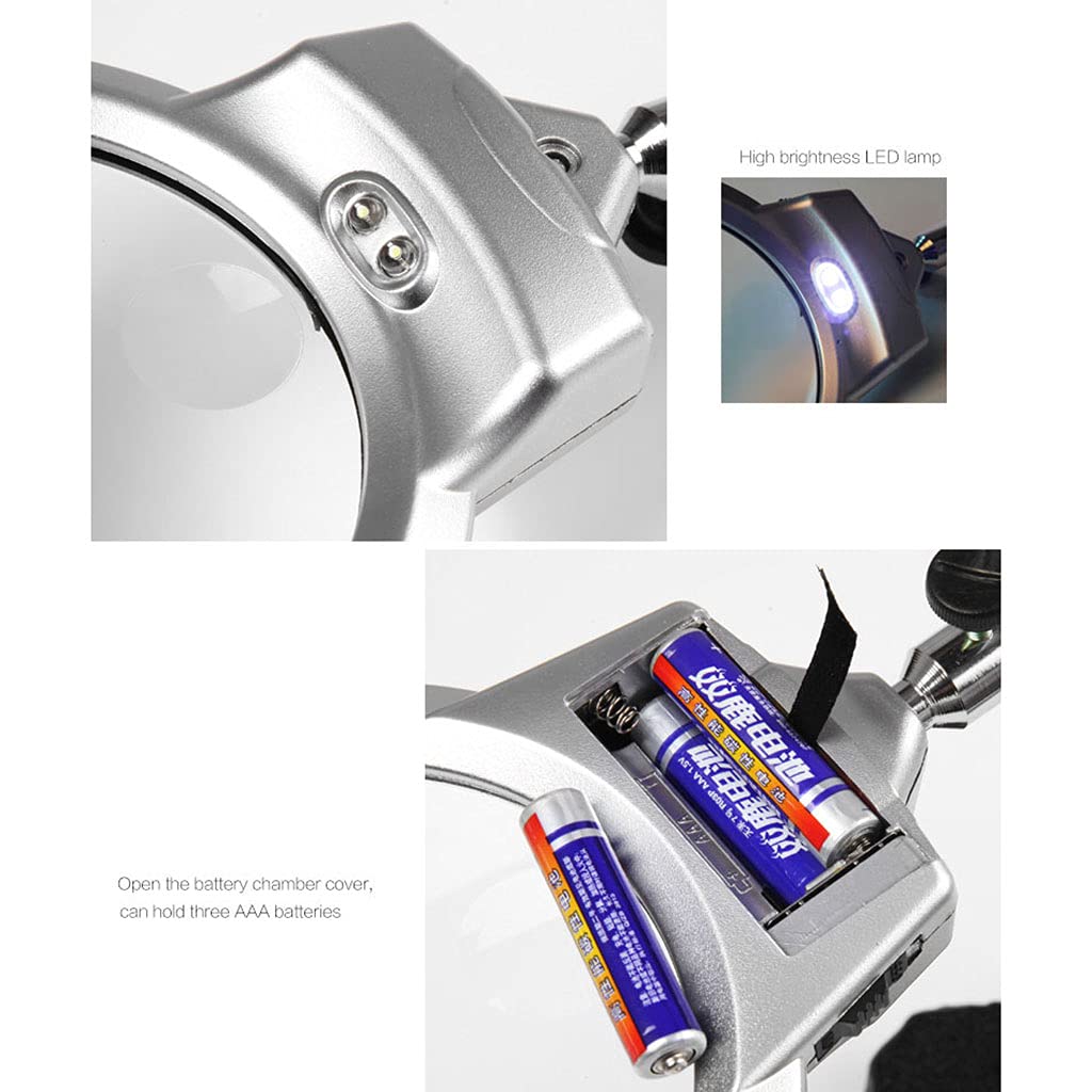 Biurkowa lupa do czytania LED - składana konstrukcja z 2 lampami LED - najlepsza lampa z lupą ze światłem i stojakiem Chaser of Light